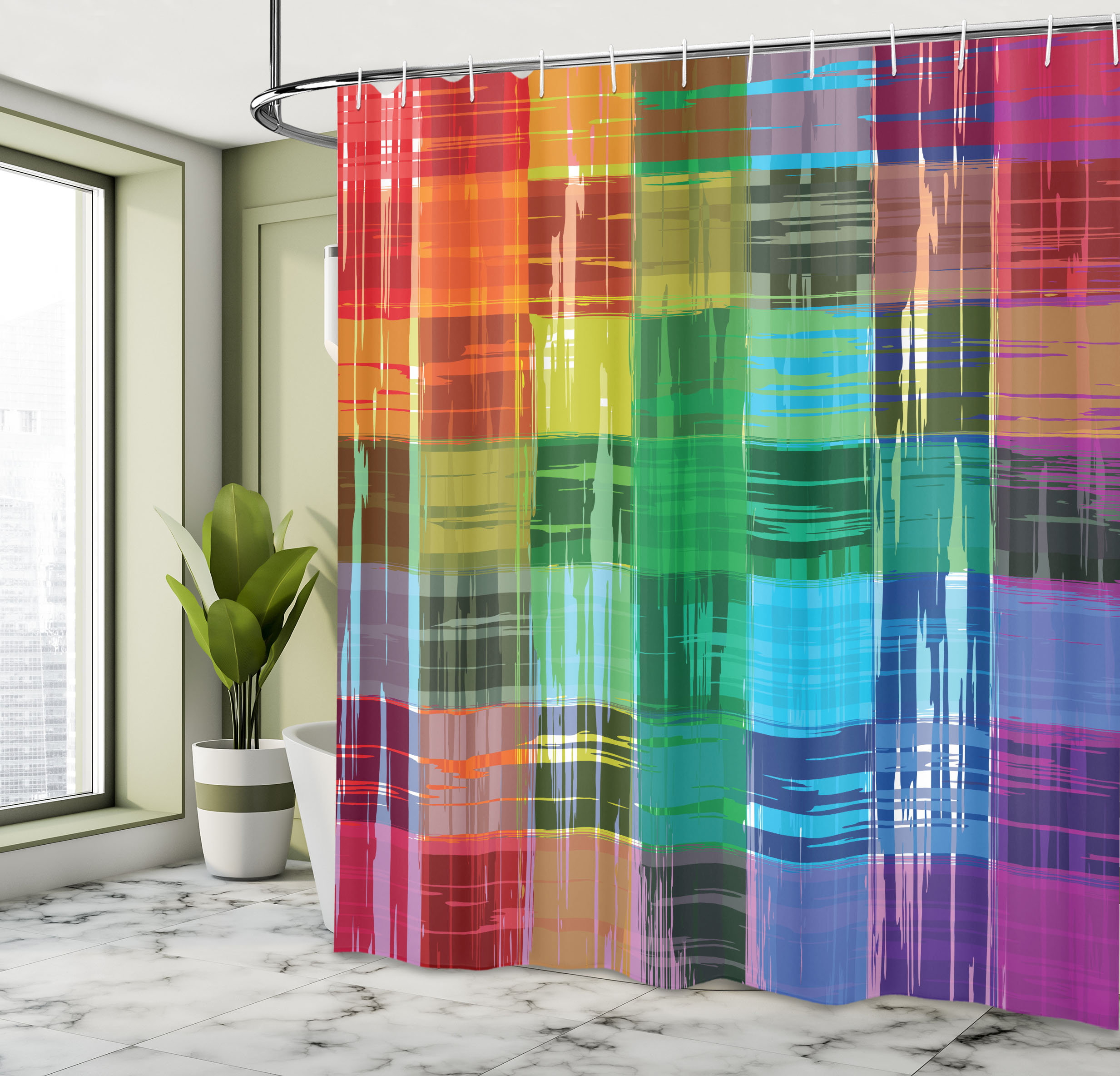 Oliver Vintage Rainbow Shower Curtain Plaid Art Pattern Wayfair