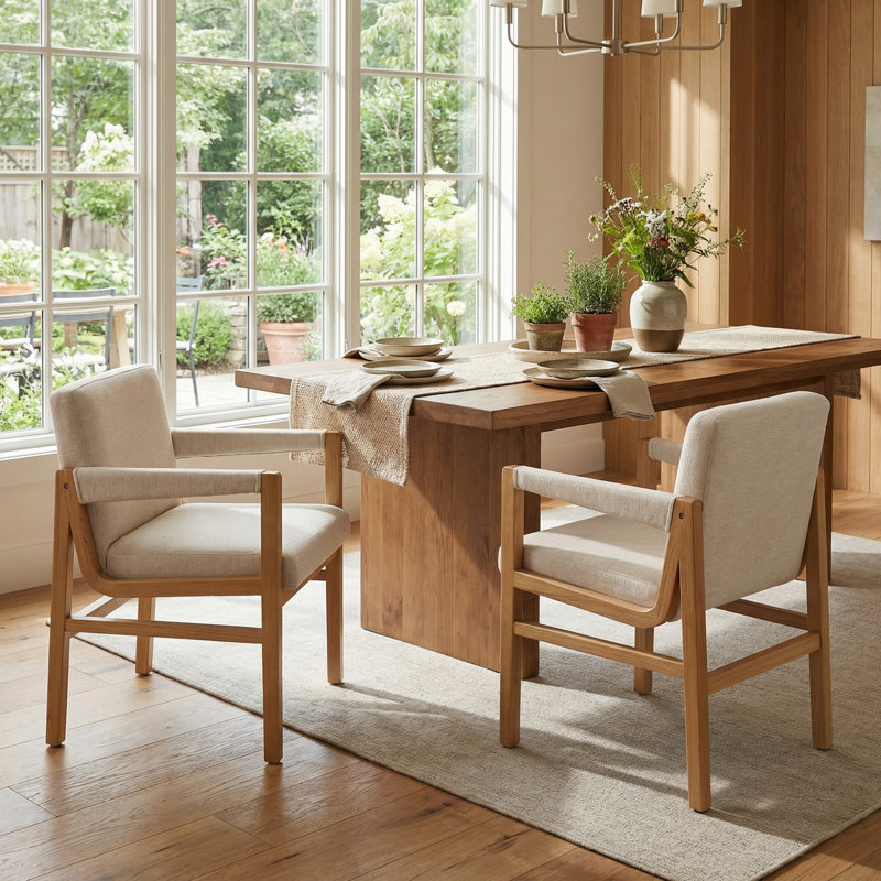 Modern Dining Chairs, Upholstered Chenille Kitchen Chairs  For Dining Room, Bedroom, And Restaurant, Oat Color, Brown