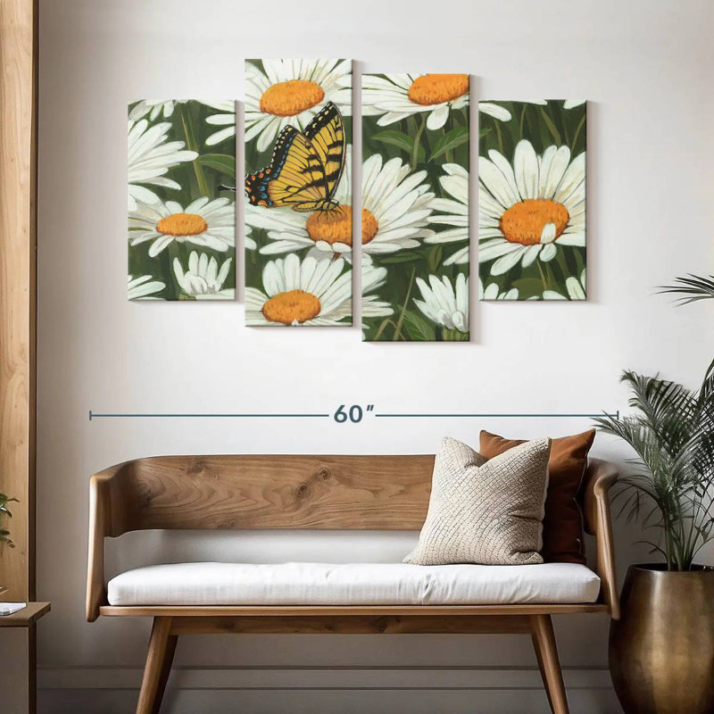 Harnek Daisies And Butterfly
