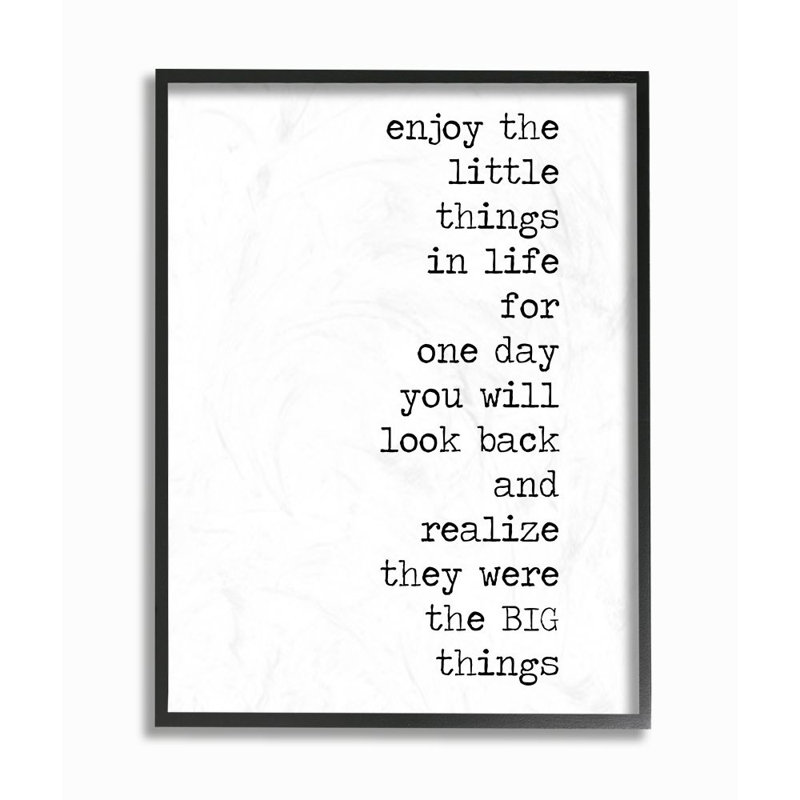Enjoy by Anna Quach - Textual Art, Midnight Black Framed Giclee, 14" H x 11" W x 1.5" D