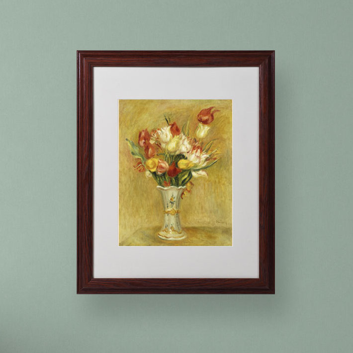 Tulipes 1909 par Pierre-Auguste Renoir - reproduction d'art sur toile, H 20 po x l 16 po x P 0,5 po, Brun