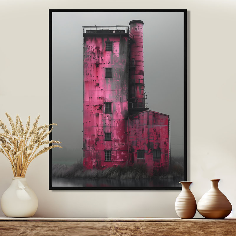 Photo de moulin rose rose, Cadre flottant noir, bois massif, H 16 po x l 32 po