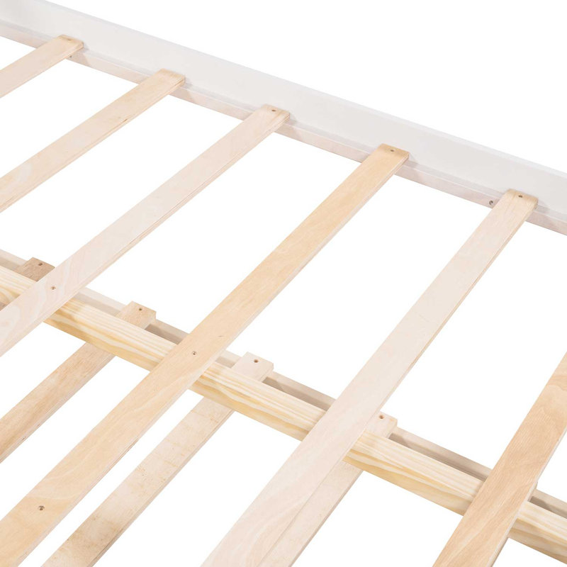 Lit plateforme avec rangement en bois massif Braschi, Complète, Blanc