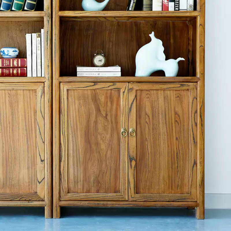 Bibliothèque moderne à deux portes en bois d'orme moderne minimaliste