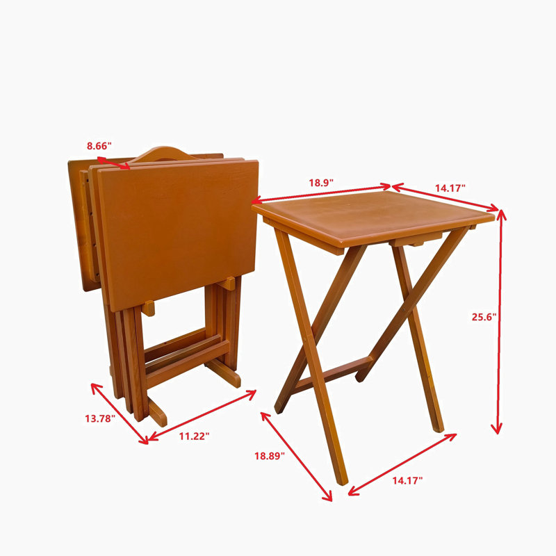 Ensemble de 4 plateaux pliants Karnesh, Châtaignier