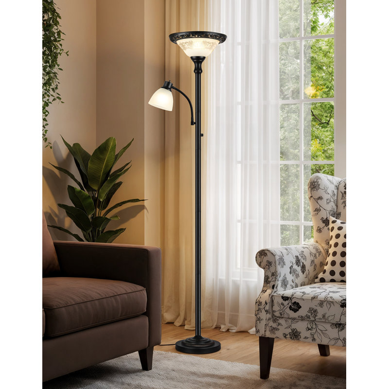 Lampe sur pied de 71 po de hauteur pour salon, lampe sur pied avec lampe de lecture pour bureau de chambre à coucher, ampoule incluse