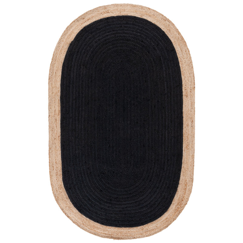 Tapis noir / naturel Natural Fiber 801, Ovale 3 pi x 5 pi