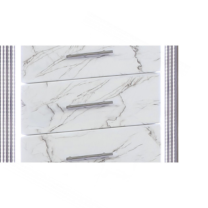 Desire Chest – Marble-Patterned Drawers With LED Side Panels And Metallic Trim For Spacious, Stylish Bedroom Organization