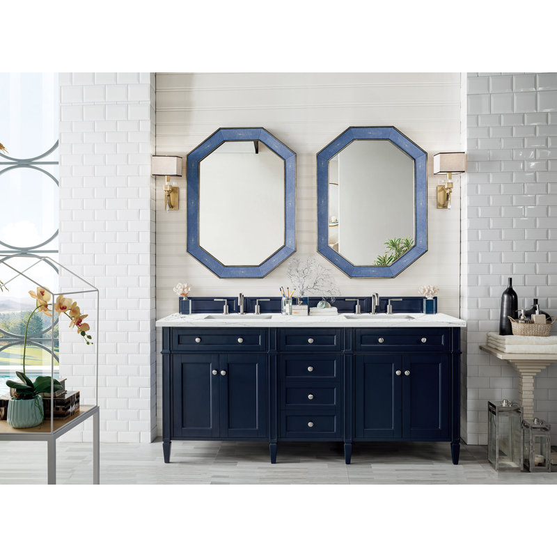 Brittany 72" W Double Vanity, Ethereal Noctis, Victory Blue, 8" Widespread