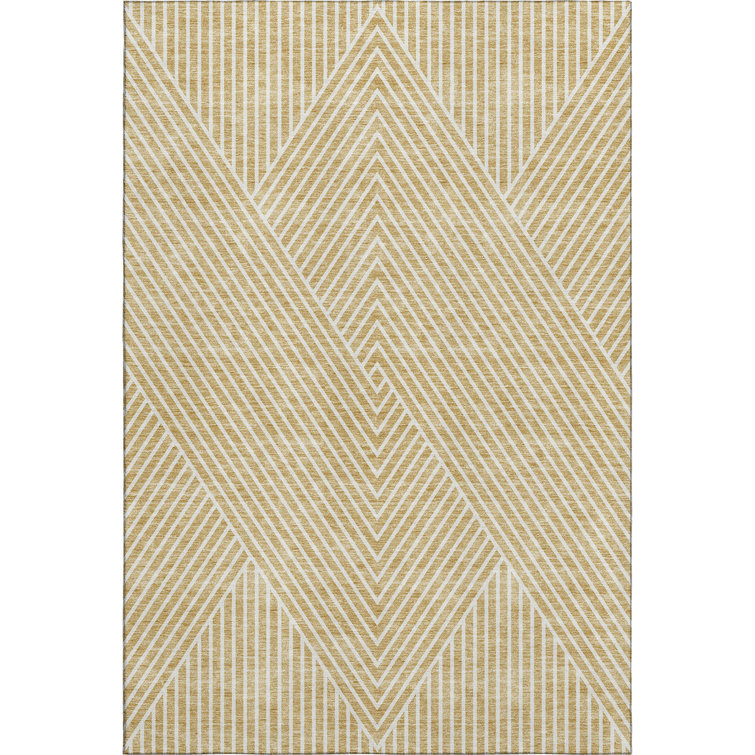 Premium Machine Washable Prisco Gold Rug