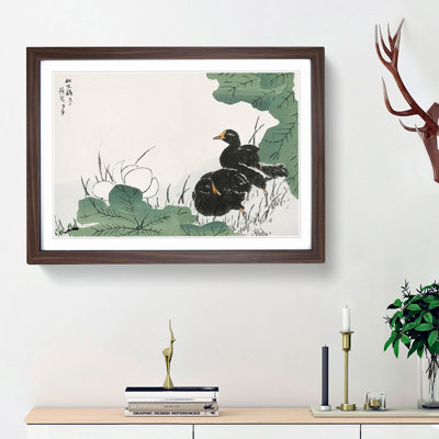 Coot Bird & Lotus Flower by Numata Kashu - Picture Frame Painting Print