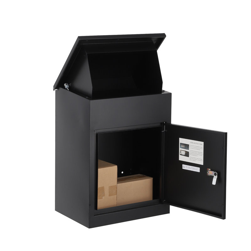 Boîte pour colis d'extérieur 17 po x 13,8 po x 22,8 po verrouillable en acier galvanisé résistant aux intempéries