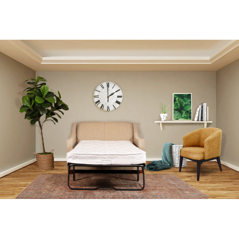 Phillips 52" Square Arm Sofa Bed with Reversible Cushions, Empire Mahogany, Dillon Buff