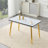 Modern Minimalist Rectangular Dining Table, Suitable For 4-6 People. Tempered Glass Countertop+Lower MDF Board, Imitation Marble Texture, Gold Metal Tapered Legs. Suitable For Minimalist Restaurants.-768176038