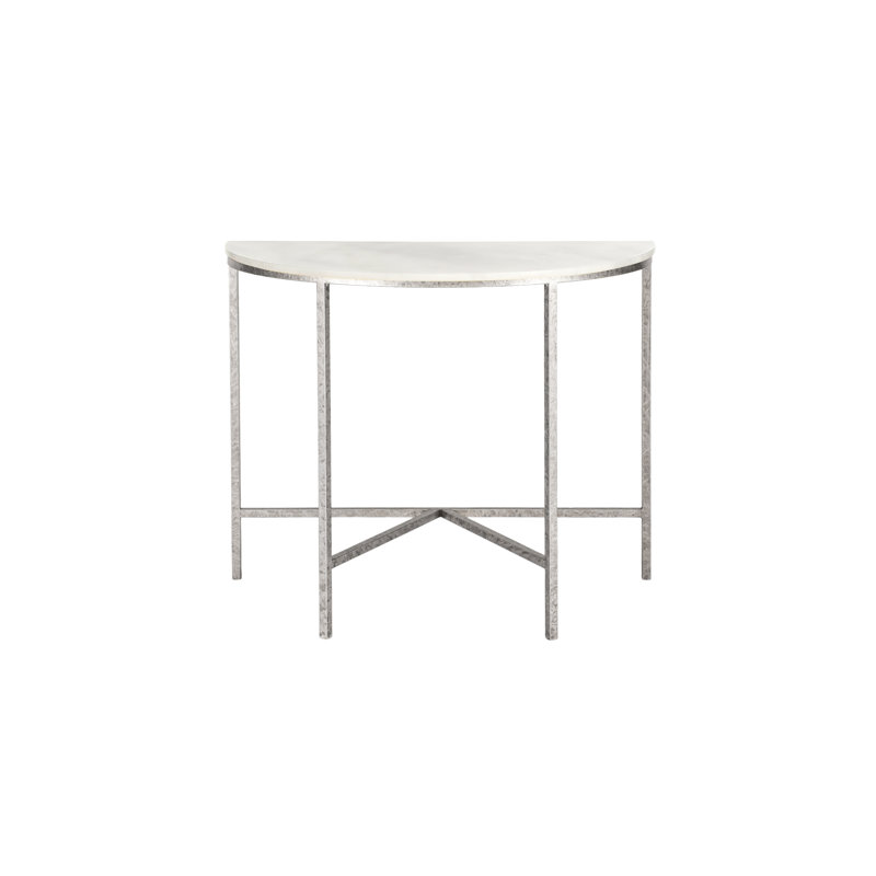 Vermont 38" Console Table, Royal Silver, Carrera Marble