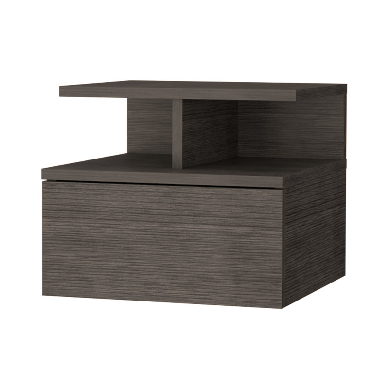 Macadamia 2-Tier Shelf Floating Nightstand, Gray