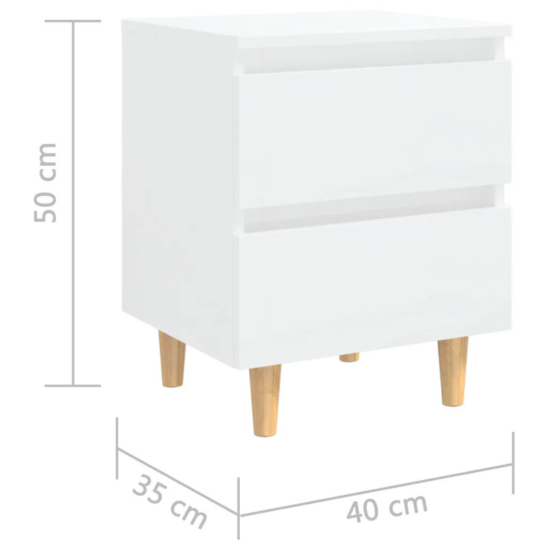 Sela 40 cm W Bedside Table, High Gloss White