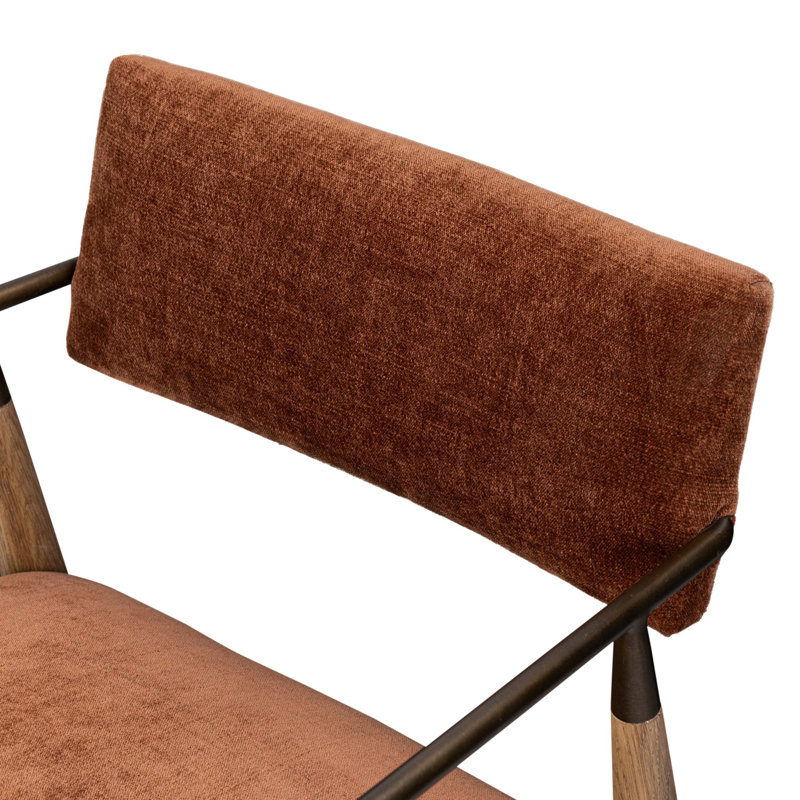 Tabouret Venne, Tabouret de bar (siège d'une hauteur de 31,97 po), Sienne Altair / polyester, Chêne flotté / laiton brossé