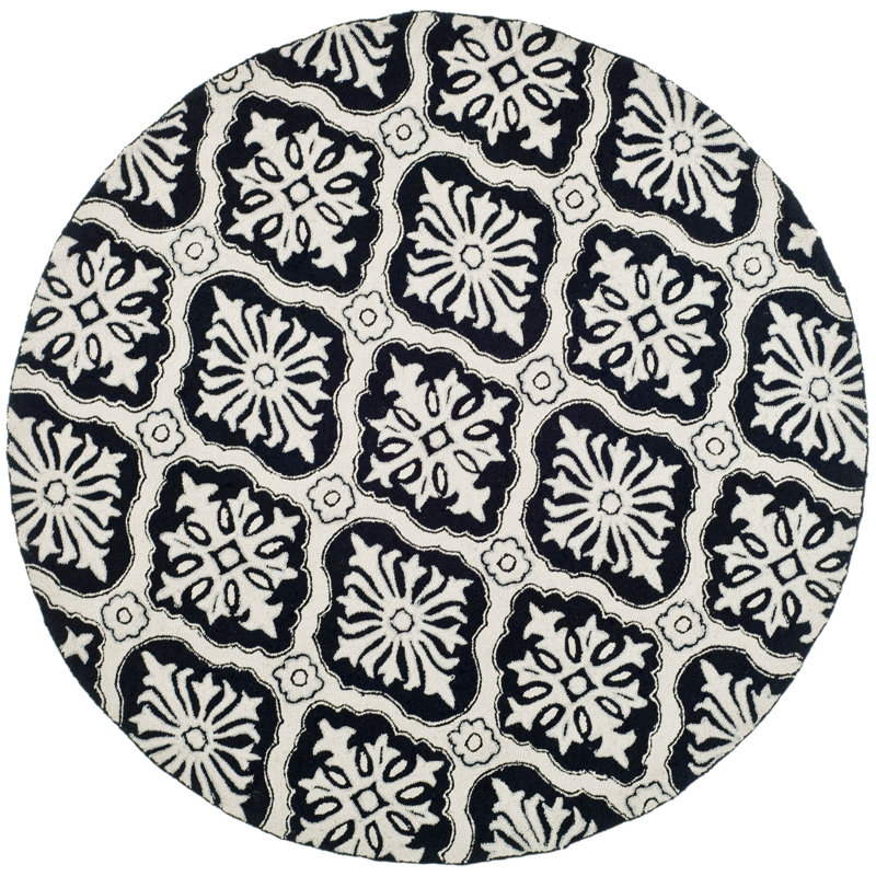 Taran Easy Care Hand Hooked Performance Geometric Rug, Round 6'
