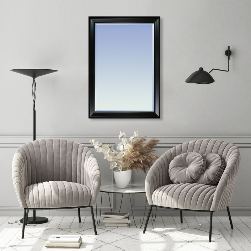 Elyus Wood Rectangle Wall Mirror, Black