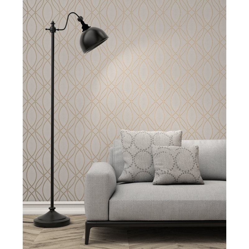 Emerald Lattice 33' L x 20.5" W Wallpaper Roll, Rose Gold