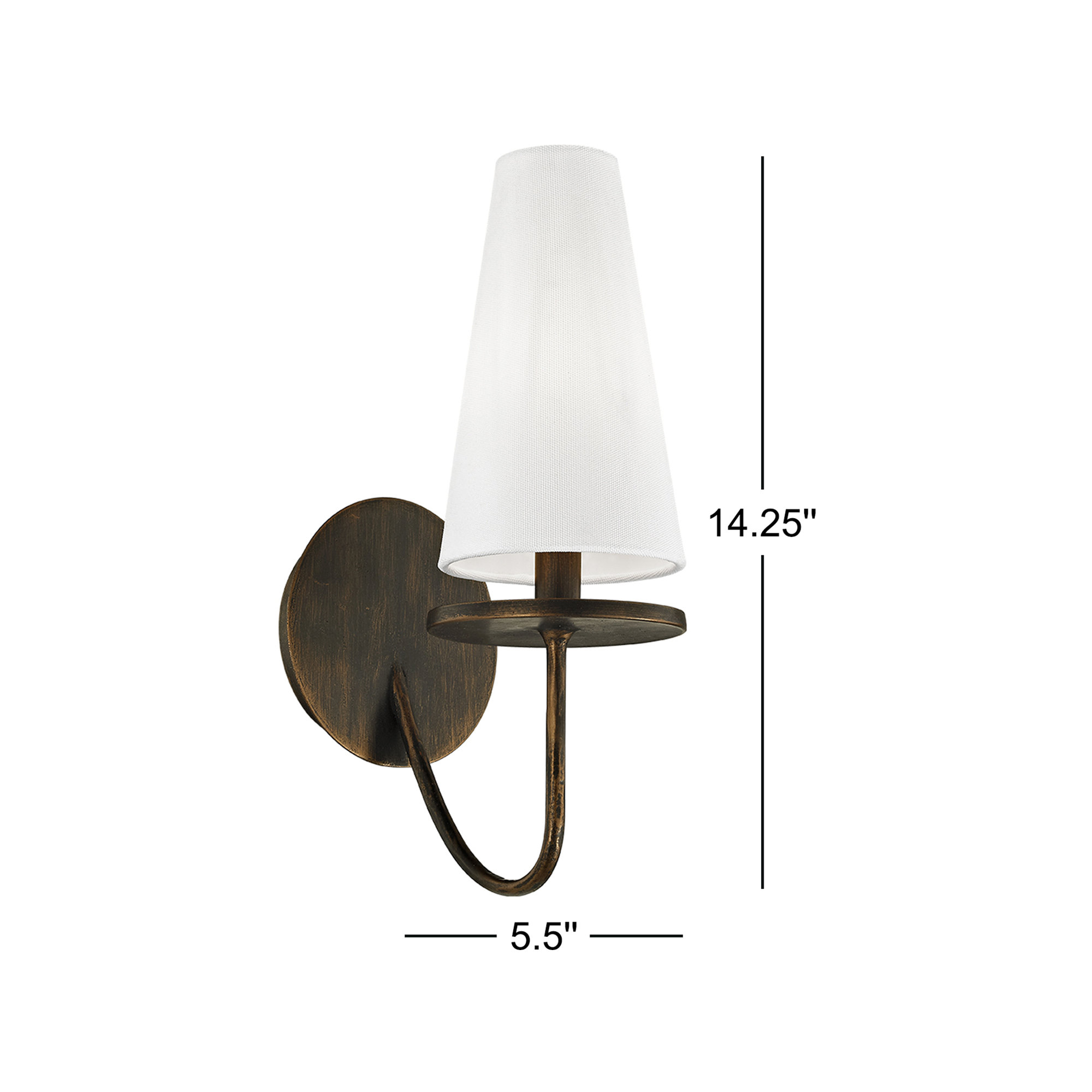 Walling Single Light Dimmable Armed Sconce, Textured Bronze
