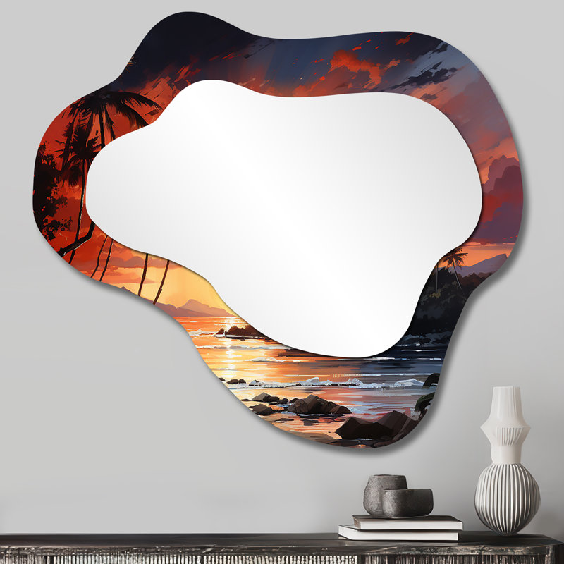 Palmier tressé près de la mer au coucher du soleil III, 25 po x 28 po