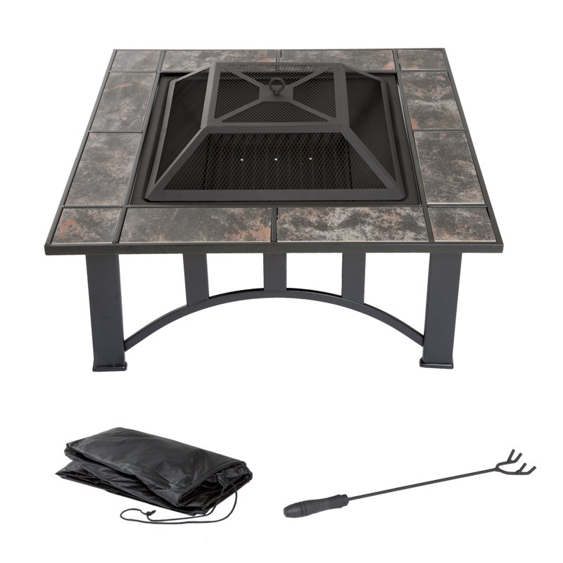 Square Steel Wood Burning Fire Pit Table