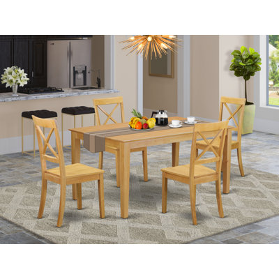 5 Piece Kitchen Table & Chairs Set Includes a Rectangle Dining Table and 4 Dining Room Chairs, 36x60 Inch, Oak