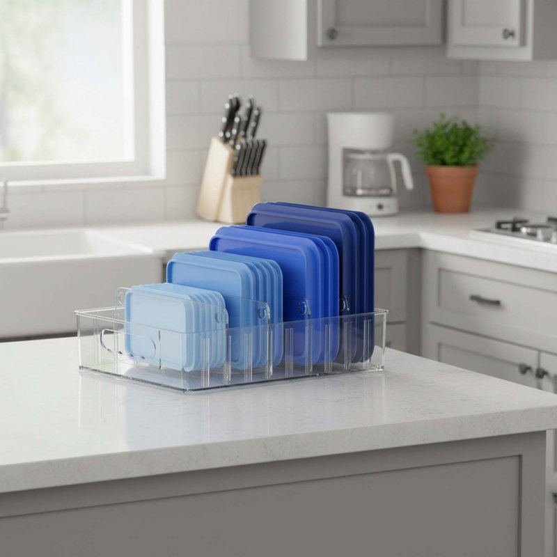 Organisateur de couvercle intérieur en plastique transparent avec 4 compartiments réglables