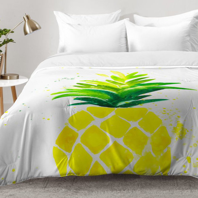 Ensemble d'édredon Pineapple Sunshine, Édredon pour très grand lit + 2 très grandes ta