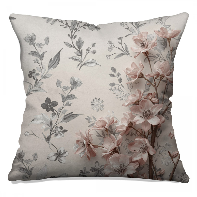 Coussins décoratifs à double face Pink Cherry Blossom Branch, 16 x 16 pouces