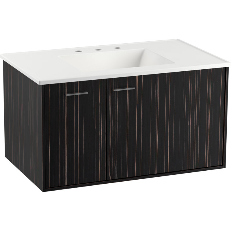 Meuble-lavabo Â« Jute Â» de 91 cm (36 po) avec 1 porte et 1 tiroir Ã  gauche, Batiste noir