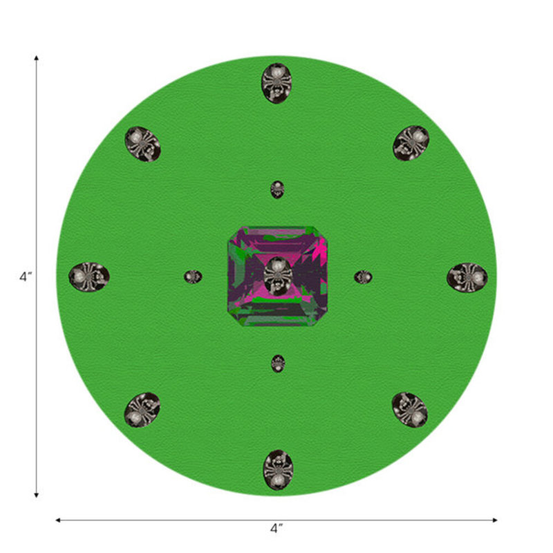 Sous-verres ronds en cuir vert acide Asscher, Vert acide