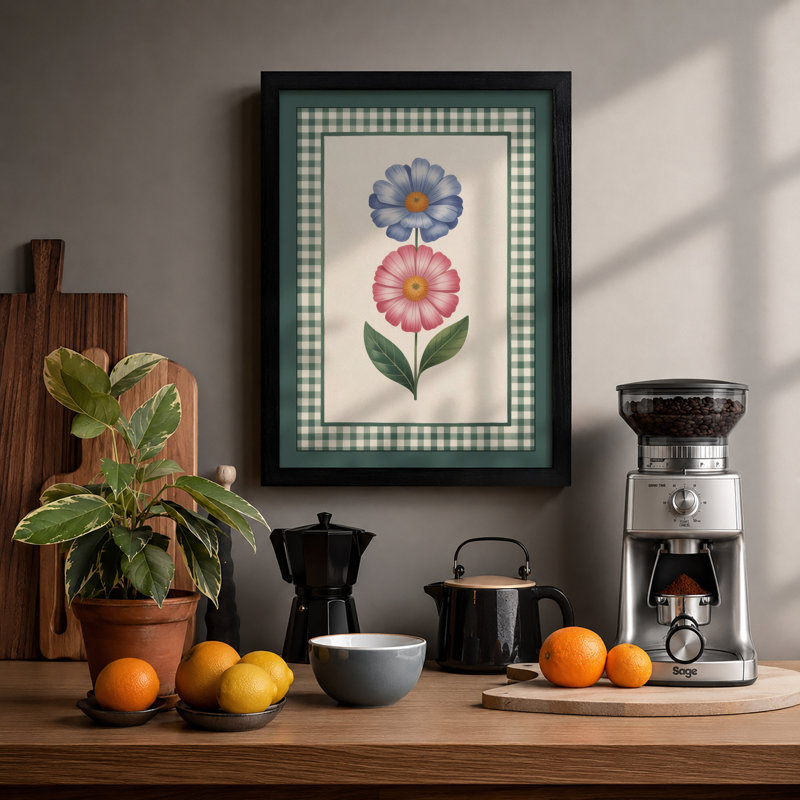 Stacked Blooms Botanical - Print, A1 - 84.1 x 59.4 cm, Black