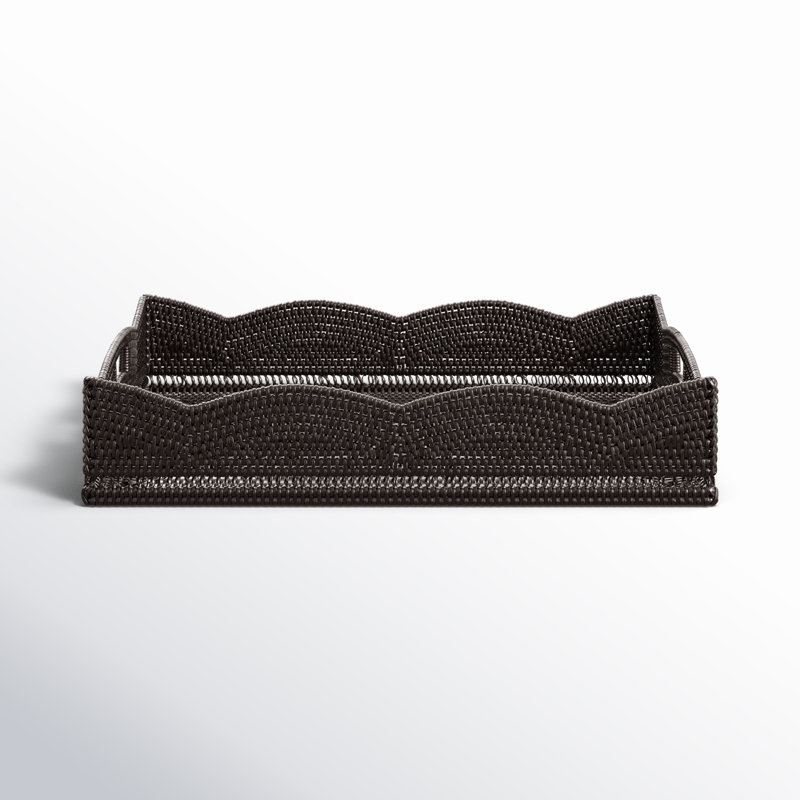 Landry Rattan Tray, Tudor Black, Without Glass