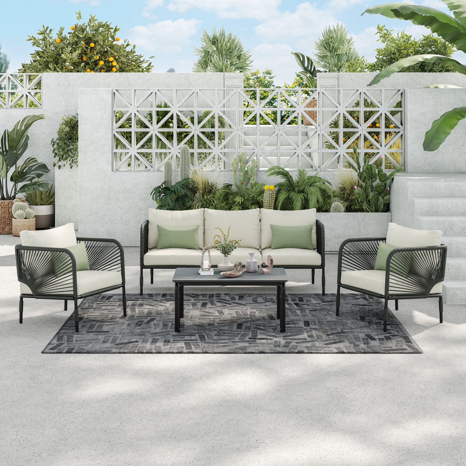 Acklin 5-Person Patio Seating Group, Green