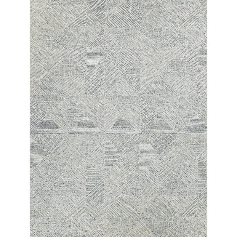 Caprice Geometric Handmade Tufted Area Rug, Light Blue/Ivory, Rectangle 8' x 10'