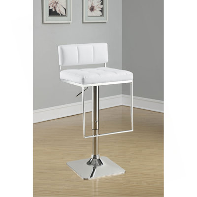 Alameda Chrome And White Adjustable Bar Stool