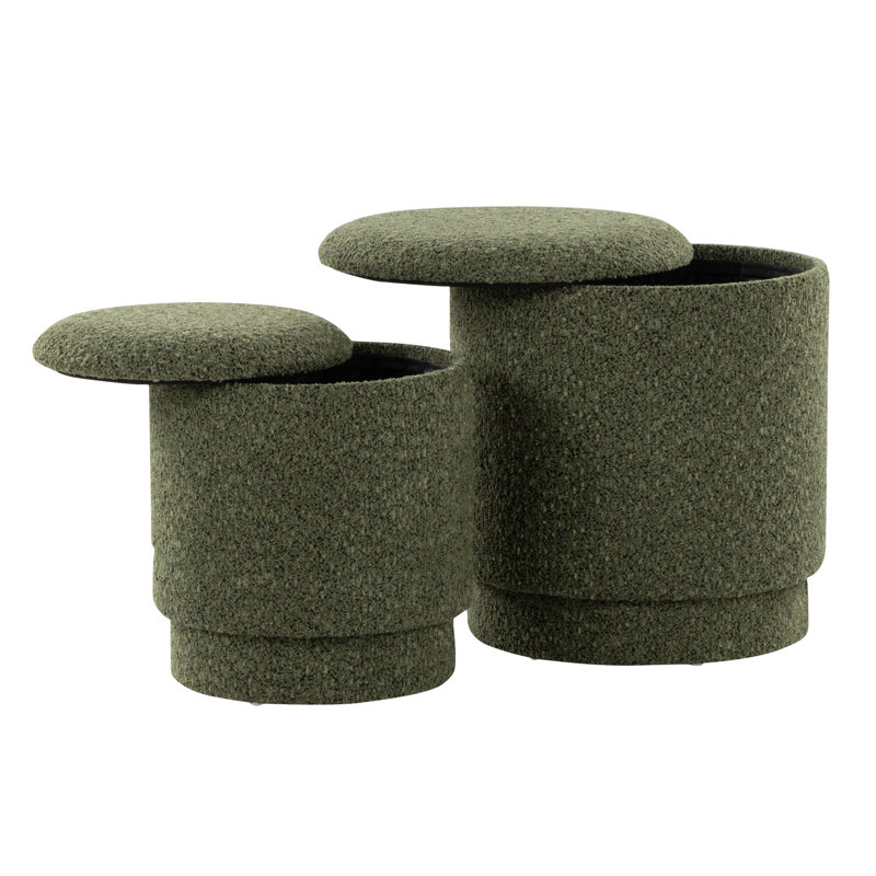 Repose-pieds avec rangement Carlesia, Mélange de polyester vert foncé
