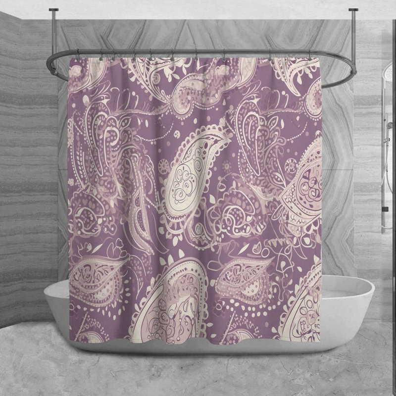 Rideau de douche à motif cachemire Kharizma, H 73 po x l 70 po