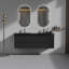 Meuble-lavabo mural avec plateau noir mat et 4 tiroirs-313203127-330642041-330642042
