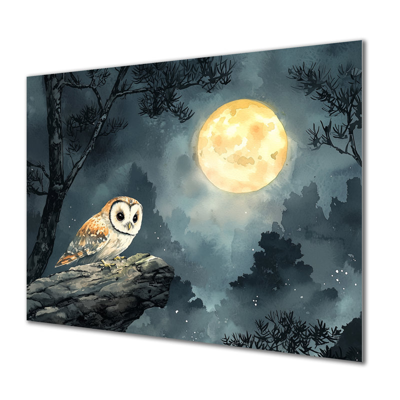 Chouette brumeuse au clair de lune - Hibou, H 16 po x l 32 po