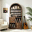 Armoire audio arquée Mid-Century, rangement pour disques vinyles avec portes et support pour tourne-disque