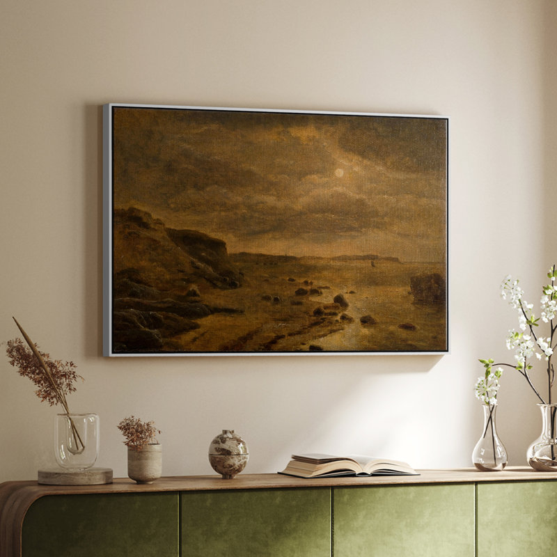 Paysage rétro -DX, Toile encadrée flottée blanche, H 27 po x l 41 po x P 2 po