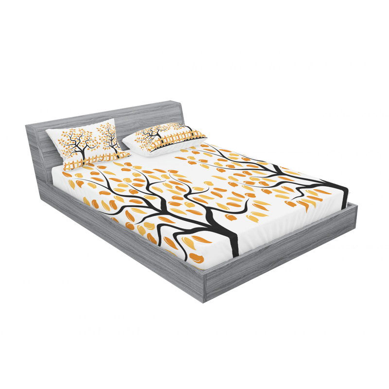 Ensemble de draps Border with Shady, Ensemble de draps pour lit double avec 2 taies d'o