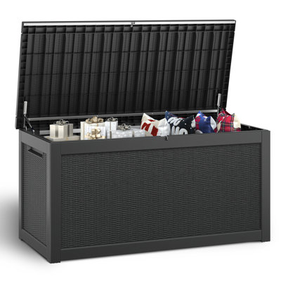 260 Gallon Waterproof Resin Lockable Deck Box For Storing Tools In Your Backyard Garden by KAMABOKO