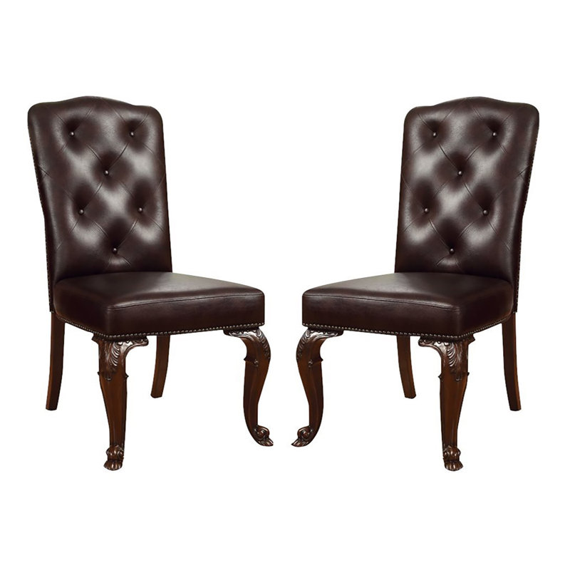 Palmyra Tufted Upholstered Dining Chair in Brown