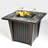 32Inch Outdoor Square Propane Fire Pit Table With Blue Glass Beads, Rain Cover And Glass Wind Guard
