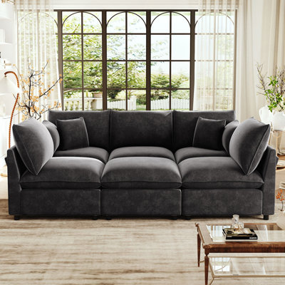 Coburn Chenille Upholstered Sectional Sofa with Movable Ottoman, Storage & USB Ports